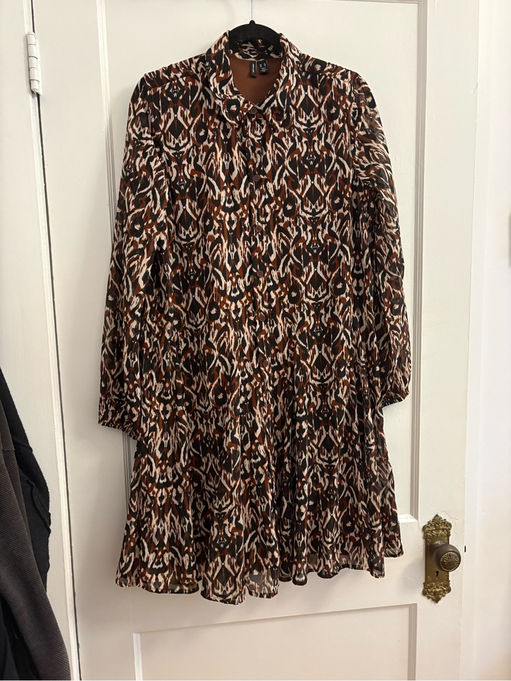 Vero Moda Women’s Brown Patterned Long-Sleeve Dress size XL new